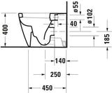 DURAVIT Stand-WC Starck 2 Tiefspüler 570 mm, Abgang waagerecht, weiß