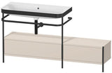 Duravit Waschtischset Happy D.2 Plus 1600x490mm Taupe Supermatt mit Hahnloch und Handtuchhalter