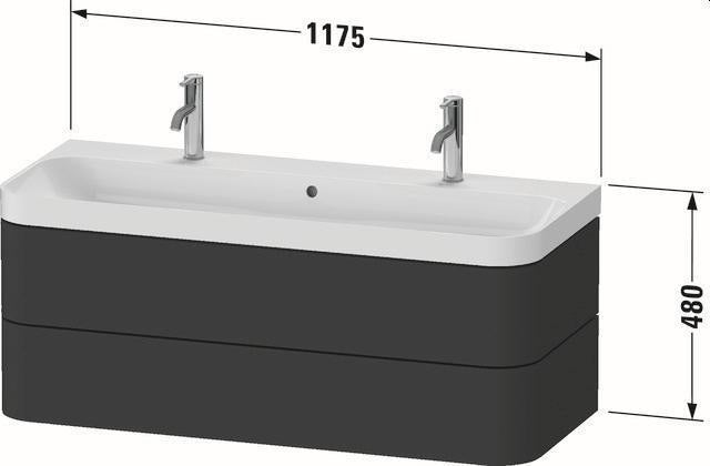 Duravit Waschtischset Happy D.2 Plus 1175x490mm Taupe Supermatt mit Hahnloch