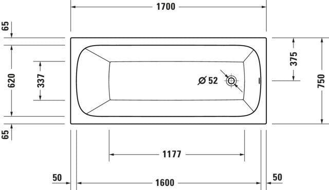 DURAVIT Qatego Einbauwanne 1500x750mm Acryl weiß, 1 Rückenschräge, Überlauf