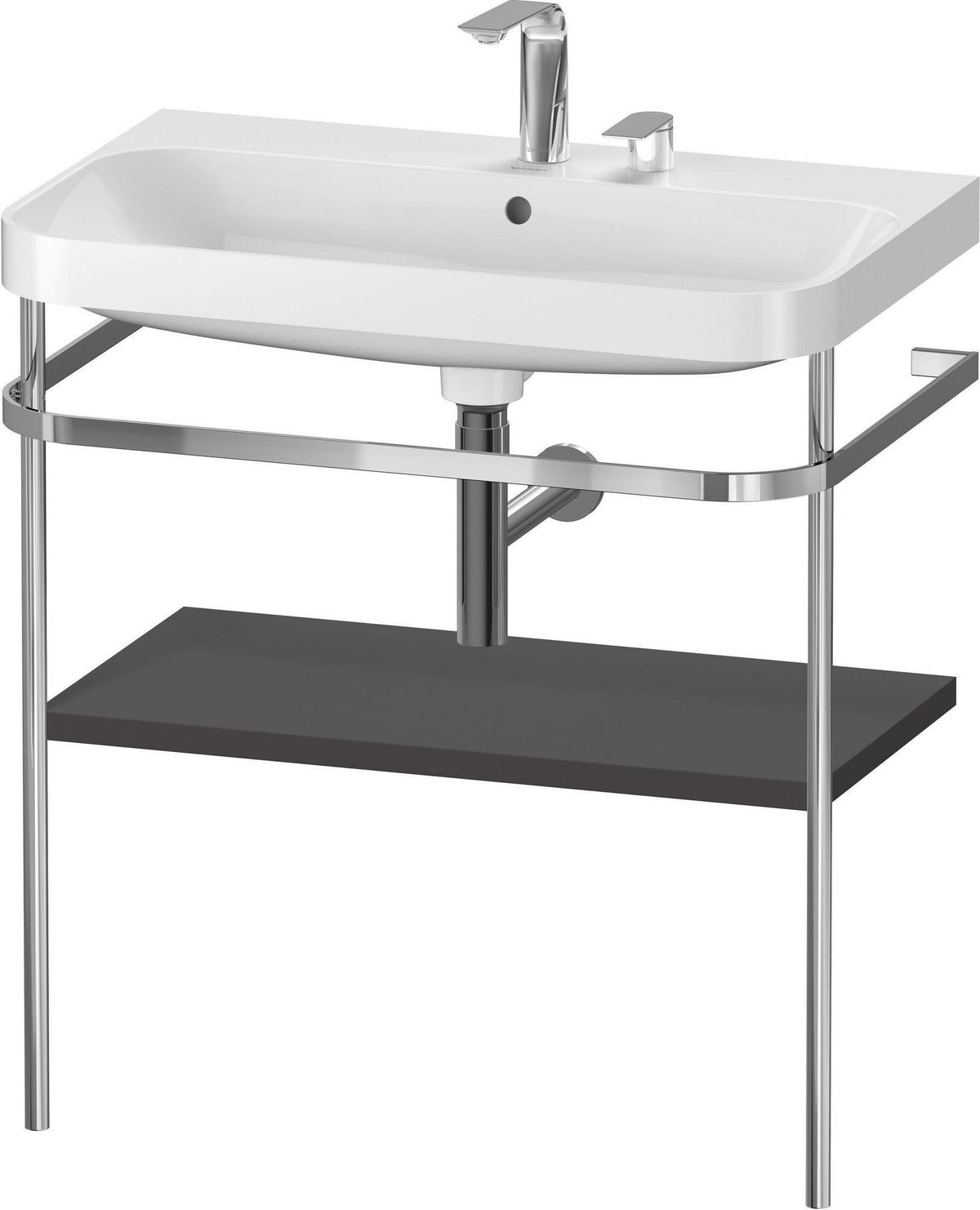 DURAVIT Happy D.2 c-shaped Waschtisch-Set 775 mm mit Metallkonsole, taupe seidenmatt