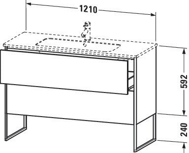Duravit XSquare Waschtischunterbau 1210 mm mit zwei Auszügen in Außenfarbe Taubenblau matt