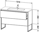 Duravit XSquare Waschtischunterbau 1210 mm mit zwei Auszügen in Außenfarbe Taubenblau matt