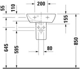 DURAVIT ME by Starck Handwaschbecken 450 mm mit Überlauf, 1 Hahnloch, weiß seidenmatt