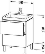 DURAVIT L-Cube c-bonded Waschtischset 698x600x480 mm, 2 Auszüge, Schwarz Hochglanz