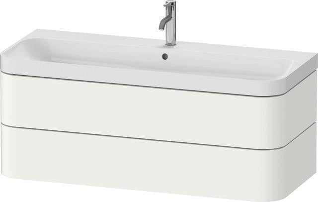 DURAVIT Waschtischset HAPPY D.2 PLUS 1175x490mm, ein Hahnloch, taupe supermatt – Wandhängend, 2 Schubkästen