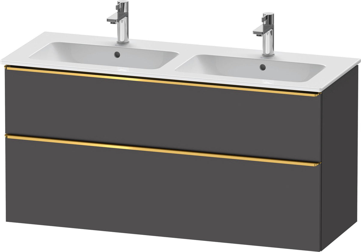 Duravit D-Neo Waschtischunterbau 1280 mm betongrau matt – wandhängend, 1 Auszug, Bronze Griff