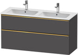 Duravit D-Neo Waschtischunterbau 1280 mm betongrau matt – wandhängend, 1 Auszug, Bronze Griff