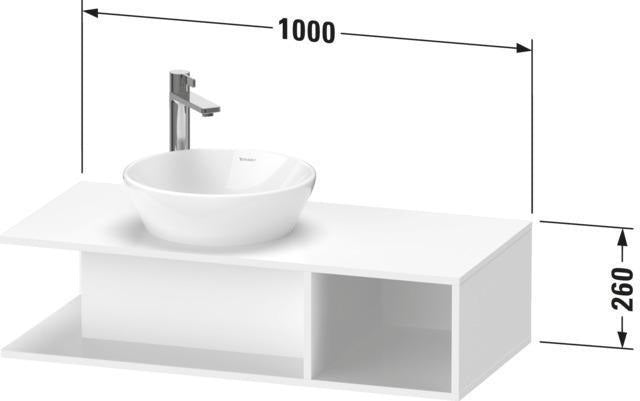 Duravit D-Neo Waschtischunterbau wandhängend 800 mm Eiche Terra, Becken links, 1 offenes Fach