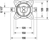 DURAVIT Unterputz-Grundkörper für Wannenmischer – Bodenstehend, G1/2 Zoll, Messing