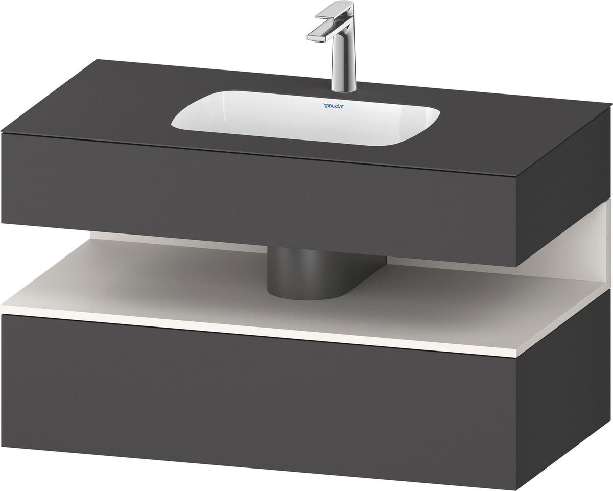 DURAVIT Qatego Einbauwaschtisch mit Konsolenwaschtischunterbau 1000 mm, 1 Auszug, antibakteriell