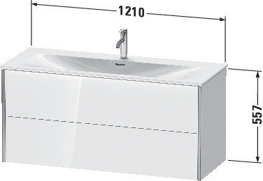 Duravit Waschtischunterbau XVIU 1210x557x480mm 2 Schubkästen Nussbaum Mitte