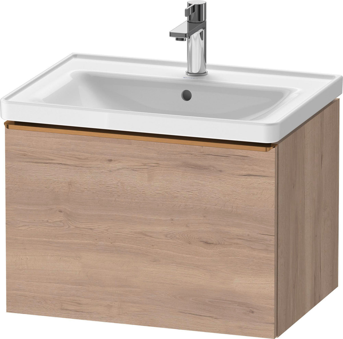 Duravit D-Neo Waschtischunterbau 634 mm betongrau matt mit Bronze-Griff und Soft-Close-Auszug