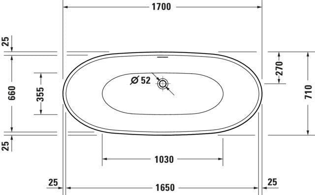 DURAVIT DuraVato Freistehbadewanne oval weiß Acryl 1700x710x690 mm mit Überlauf