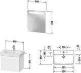 Duravit No.1 Möbel-Set 600x450mm, Waschtisch mit Unterbau und Spiegelschrank, Weiß Matt