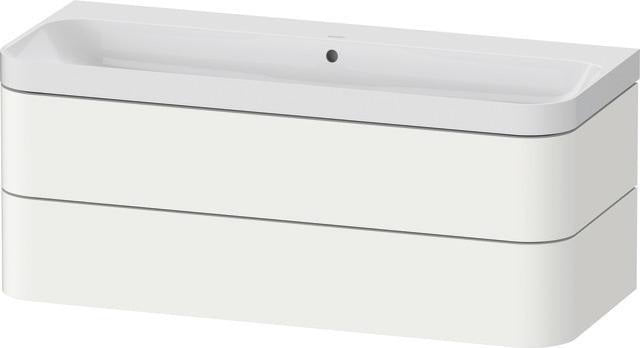 DURAVIT Waschtischset HAPPY D.2 PLUS 1175x490mm, ein Hahnloch, taupe supermatt – Wandhängend, 2 Schubkästen
