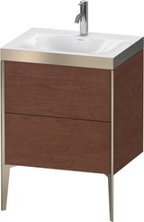 Duravit XViu Waschtischunterbauset 610 mm mit 2 Auszügen, champagner matt / amerikanischer Nussbaum