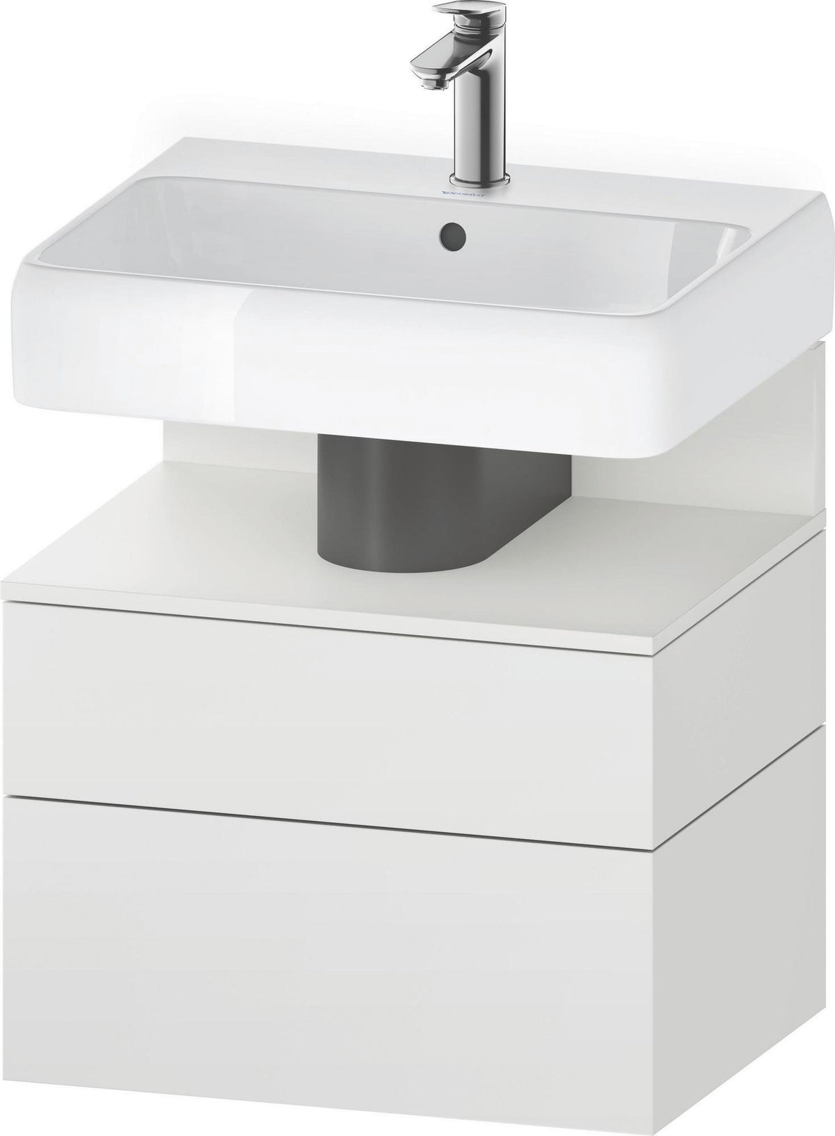 DURAVIT Qatego Waschtischunterbau 590 mm wandhängend, 1 Auszug, weiß Hochglanz, Nische Eiche Schwarz