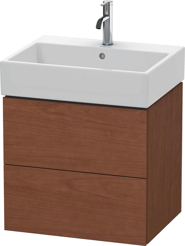 Duravit L-Cube Waschtischunterbau 584 mm in Amerikanisch Nussbaum mit 2 Schubkästen und Tip-On-Technik