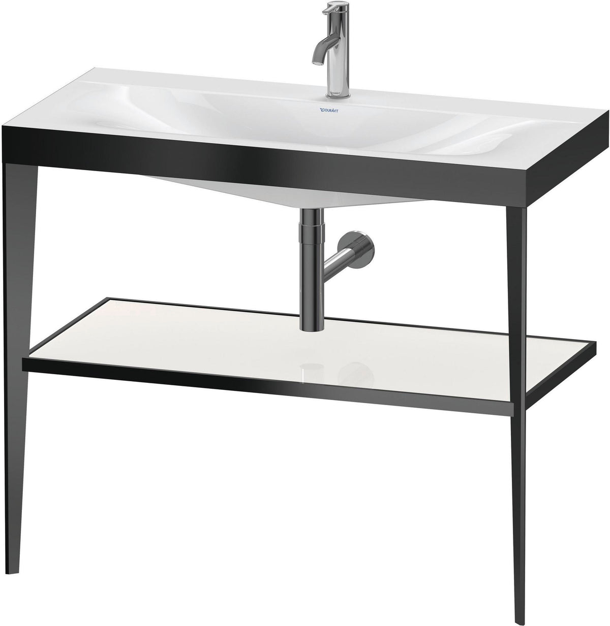 Duravit XViu c-bonded Waschtischset 1000 mm mit Metallkonsole, weiß hochglanz / schwarz matt – inkl. Waschschüssel