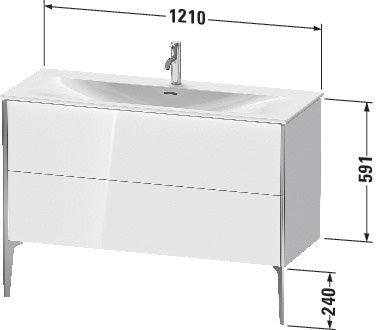 Duravit Waschtischunterbau XVIU 1210 mm weiß matt mit Tip-On-Technik und Siphonausschnitt