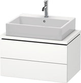 Duravit L-Cube Waschtischunterbau 720x477mm taupe supermatt mit 2 Schubkästen, Tip-On-Technik und Siphonausschnitt