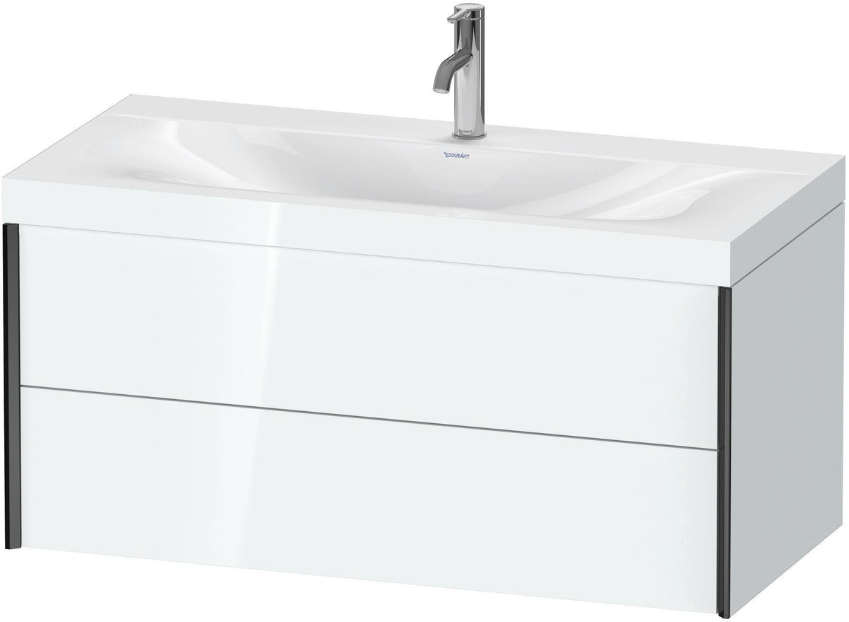 DURAVIT XViu c-bonded Waschtischunterbauset 1000 mm, 2 Schubkästen, schwarz matt/weiß hochglanz