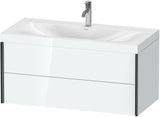 DURAVIT XViu c-bonded Waschtischunterbauset 1000 mm, 2 Schubkästen, schwarz matt/weiß hochglanz