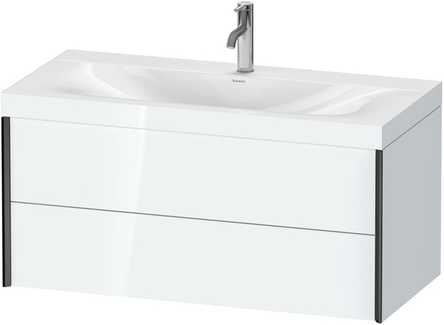 DURAVIT XViu c-bonded Waschtischunterbauset 1000 mm, 2 Schubkästen, schwarz matt/weiß hochglanz