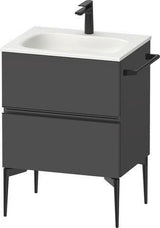 Duravit Sivida Waschtischunterbau 610 mm, bodenstehend, 2 Schubkästen, Weiß Hochglanz