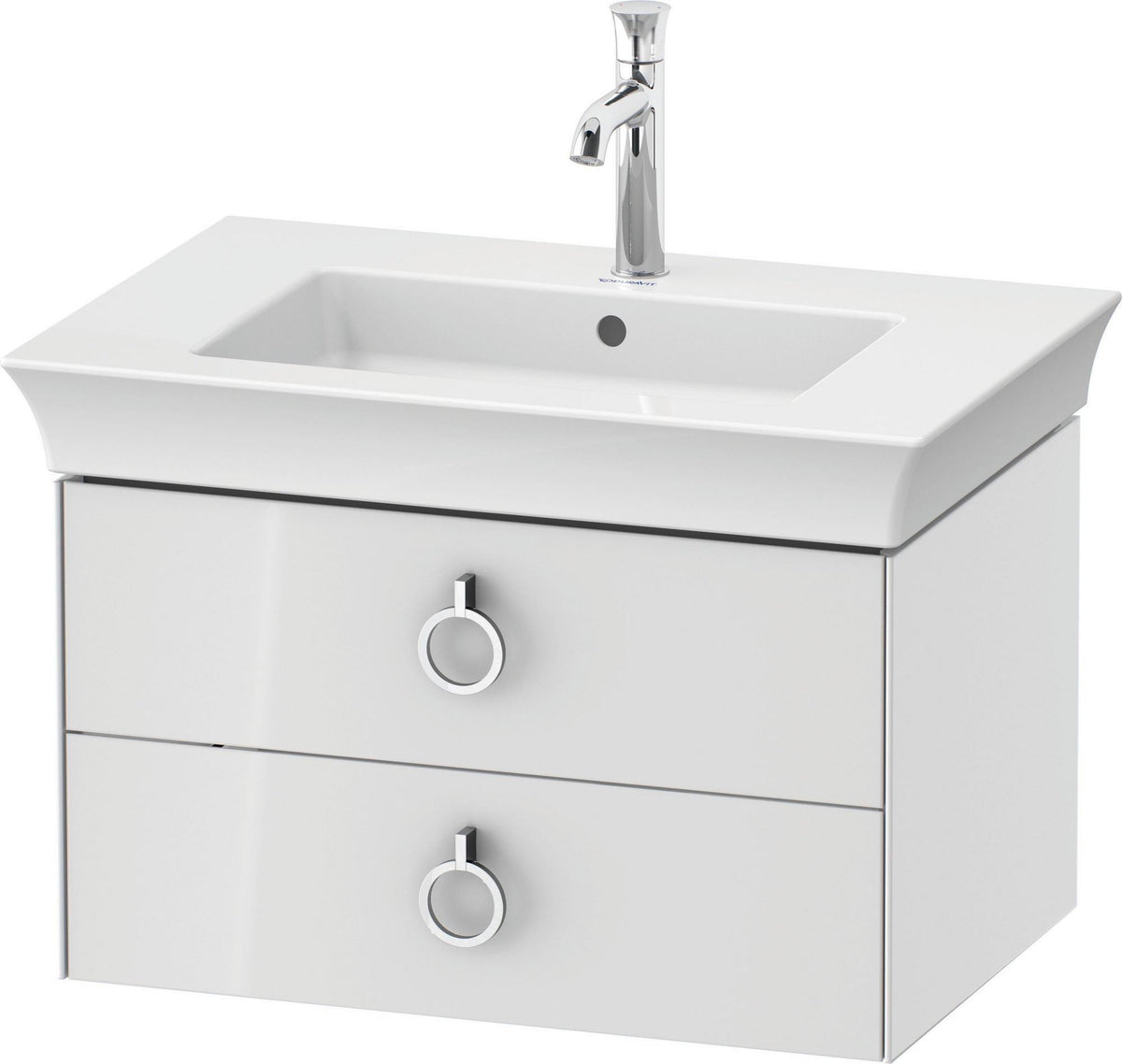 Duravit White Tulip Waschtischunterbau wandhängend 684 mm mit 2 Schubkästen und Griff, weiß seidenmatt