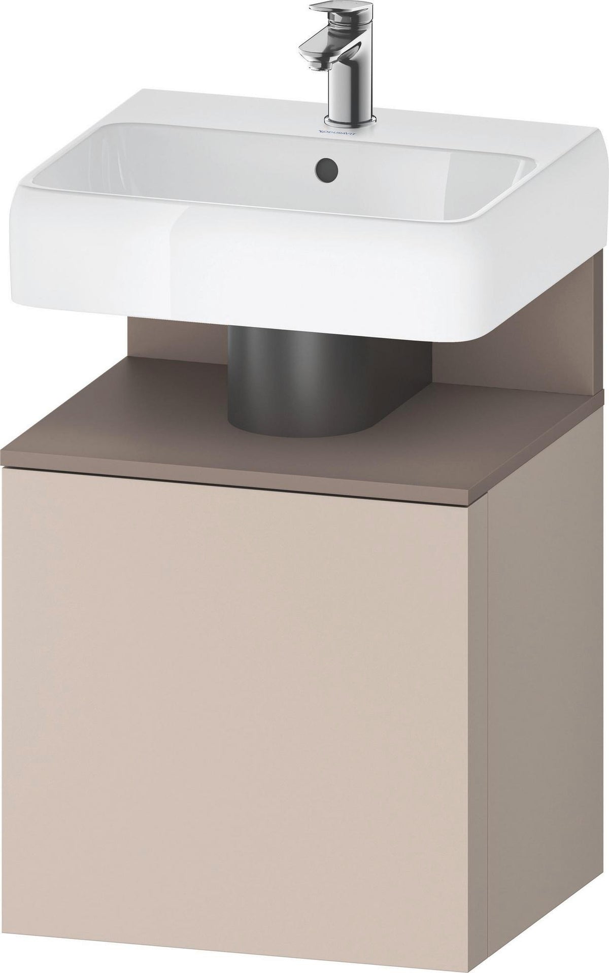 DURAVIT Qatego Waschtischunterbau 490 mm wandhängend, 1 Tür links, Weiß Matt mit Eiche Schwarz Nische