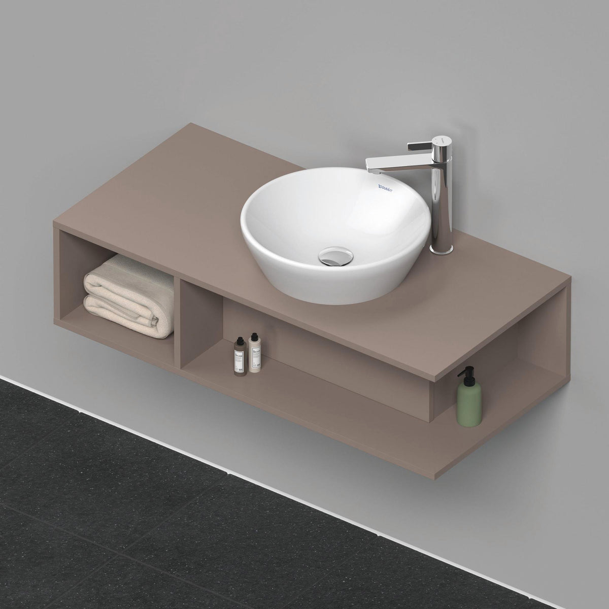 DURAVIT D-Neo Waschtischunterbau wandhängend 800 mm betongrau matt, Becken rechts, 1 offenes Fach