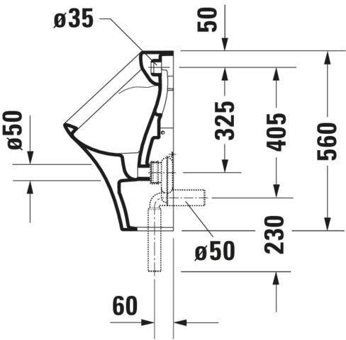 DURAVIT DuraStyle Urinal 300x340mm Zulauf hinten absaugend ohne Fliege weiß