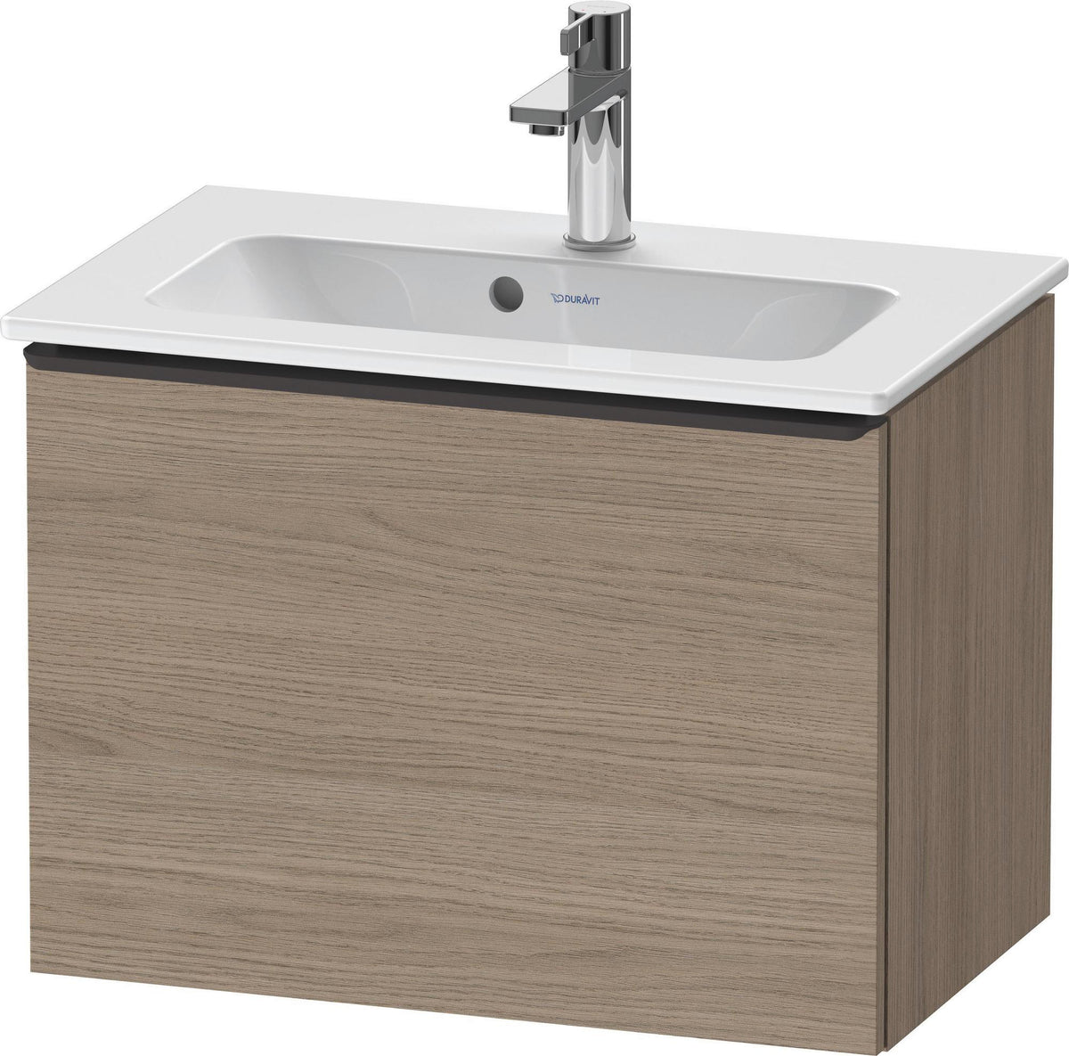 DURAVIT D-Neo Waschtischunterbau 610 mm Eiche Terra Matt mit Auszug und Chromgriff