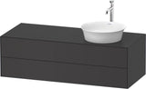 DURAVIT White Tulip Waschtischunterbau 1300 mm wandhängend, 2 Schubkästen, Becken rechts, Nordic Weiß seidenmatt