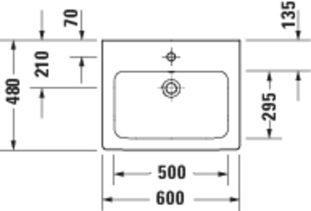 DURAVIT D-Code Waschtisch 600x480mm weiß mit HygieneGlaze, 1 Hahnloch & Überlauf – wandhängend