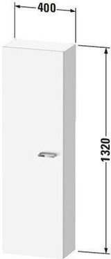 DURAVIT XBase Halbhochschrank 400 mm weiß matt, Anschlag links, mit Soft-Close und 4 Glasböden