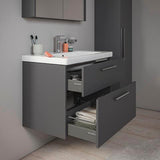DURAVIT D-Code Halbhochschrank 400 mm, rechts, Basalt Matt, 1 Tür, Glasböden