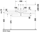 Duravit Aufsatzbecken Architec 500 mm, weiß, geschliffen, ohne Überlauf, mit Hahnlochbank links