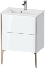 Duravit XViu Waschtischunterbau bodenstehend 610 mm, 2 Auszüge, champagner matt/weiß matt