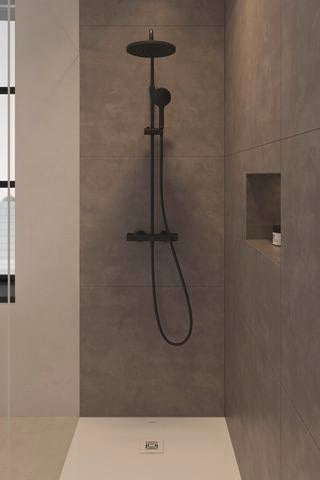 DURAVIT Duschsystem MinusFlow mit Brausethermostat, Bronze Gebürstet, 1124 mm