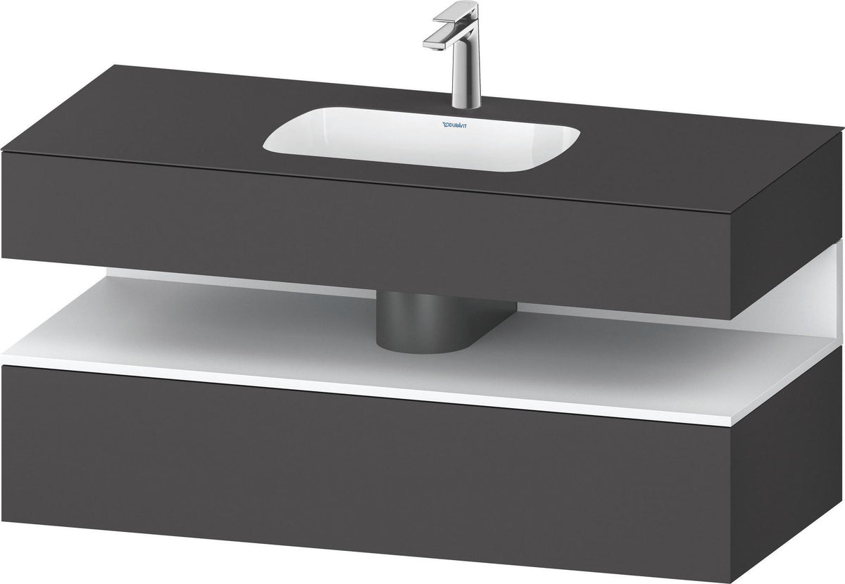 DURAVIT Qatego Studio F. A. Porsche Einbauwaschtisch mit Konsolenwaschtischunterbau 1200 mm Weiß Matt