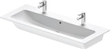 DURAVIT ME by Starck Möbelwaschtisch 1230 mm, 2 Hahnlöcher, mit Überlauf, weiß – Designer-Waschtisch von Philippe Starck