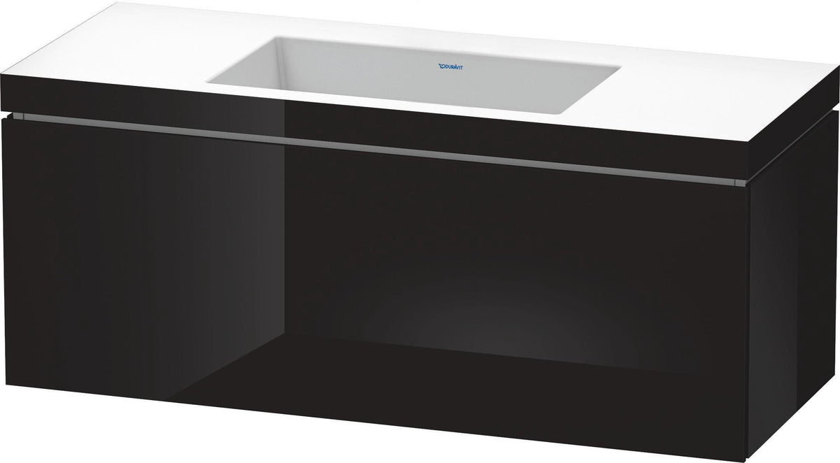 Duravit L-Cube c-bonded Waschtischset 1200 mm mit Vero Air, schwarz hochglanz, 1 Auszug