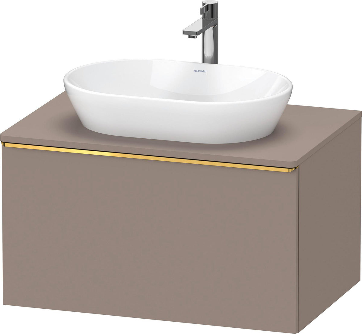 DURAVIT D-Neo Konsolenwaschtischunterbau 800 mm betongrau matt mit Bronze-Griff und Soft-Close-Auszug