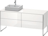 Duravit XSquare Waschtischunterbau 1600 mm mit Becken links, Außen taupe seidenmatt, inkl. Fußgestell