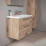 DURAVIT D-Code Spiegelschrank 800 mm mit LED-Beleuchtung, 2 Türen, Eiche Marmor