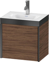 DURAVIT XViu Waschtischunterbauset 460 mm mit c-bonded Technologie, 1 Tür, schwarz matt / Nussbaum