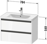 Duravit Ketho.2 Waschtischunterbau 784 mm betongrau matt mit 2 Schubkästen und Soft-Close